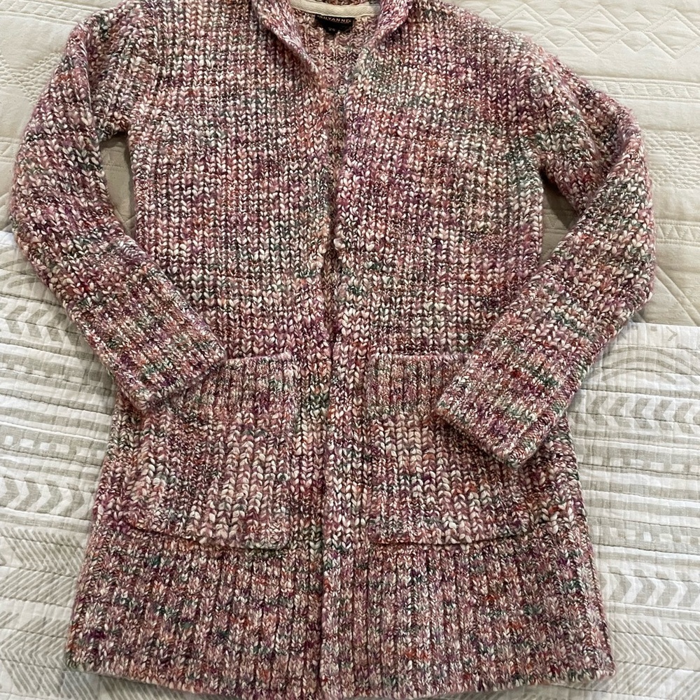 Shyanne Pink, Cream, and Green Knit Cardigan